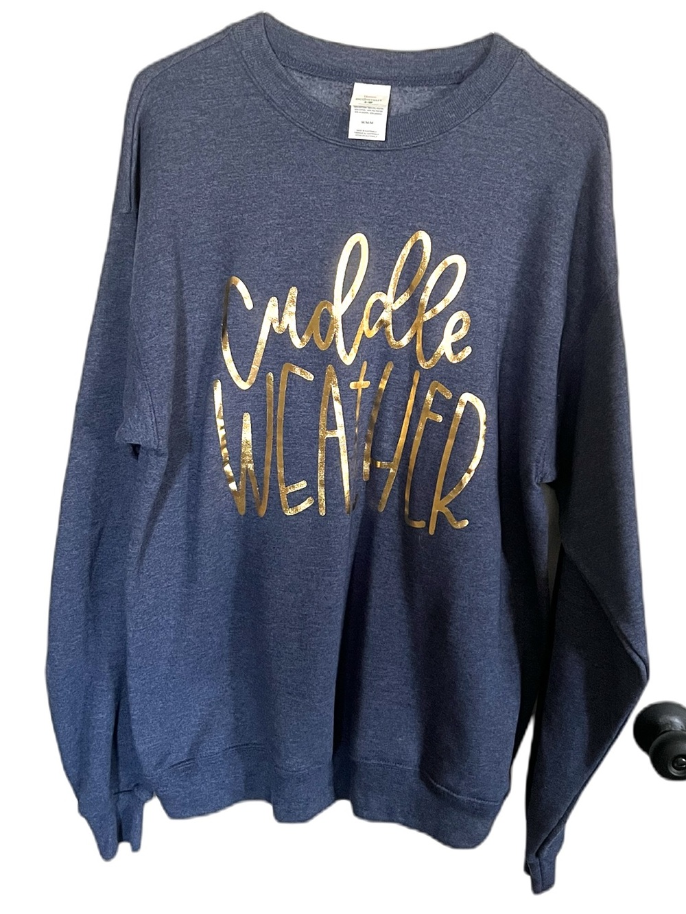 Cuddle Weather Gold Foil Script Navy oUnisex Sweatshirt Fall Winter Cozy Style